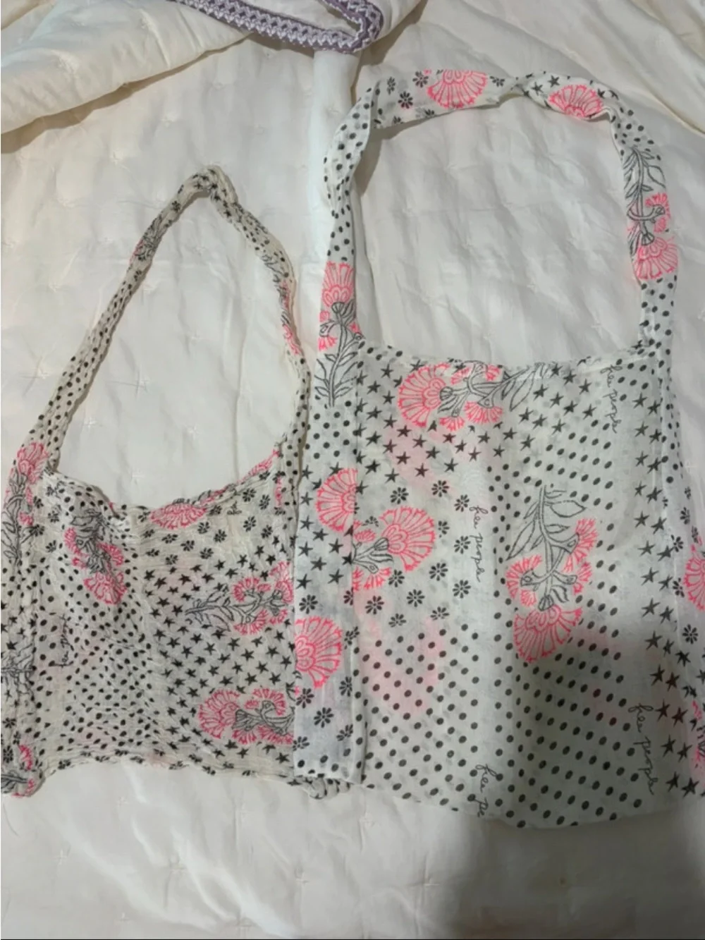 Free People Cream and Black Polka Dot Lightweight Scarf